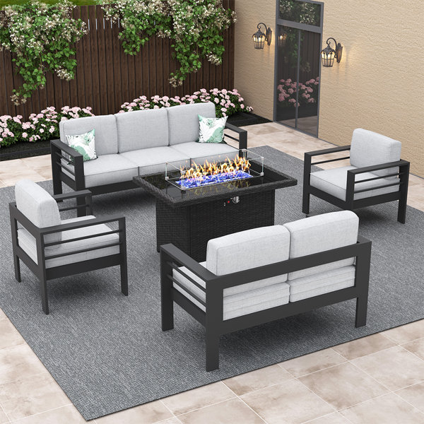 Ebern Designs Searl Person Outdoor Seating Group With Cushions